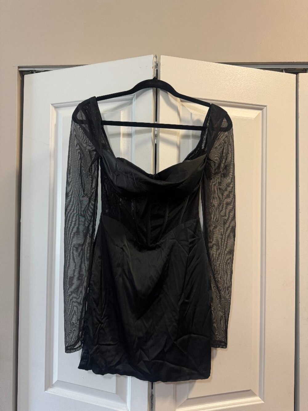 Black Mesh Sleeve Dress